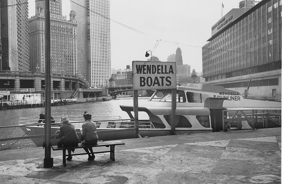 Women Seated at Michigan Avenue Wendella Dock - 1962 Photograph by Chicago and North Western Historical Society