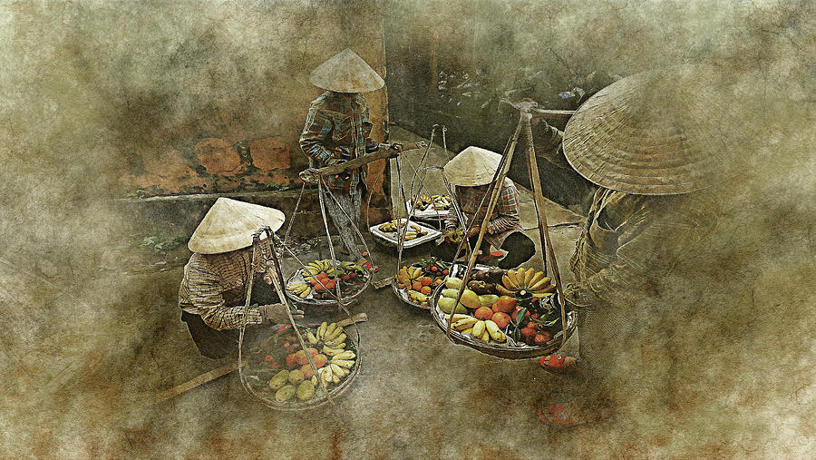 Women sell fruits in Hoi An, Vietnam Digital Art by Don Kuing