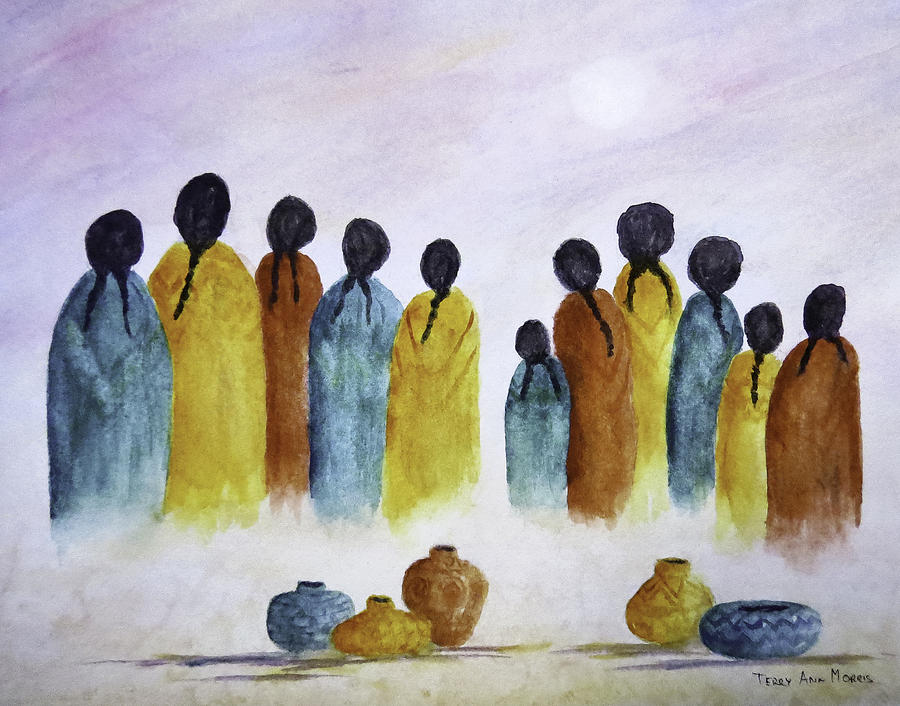 Women Waiting Painting by Terry Ann Morris