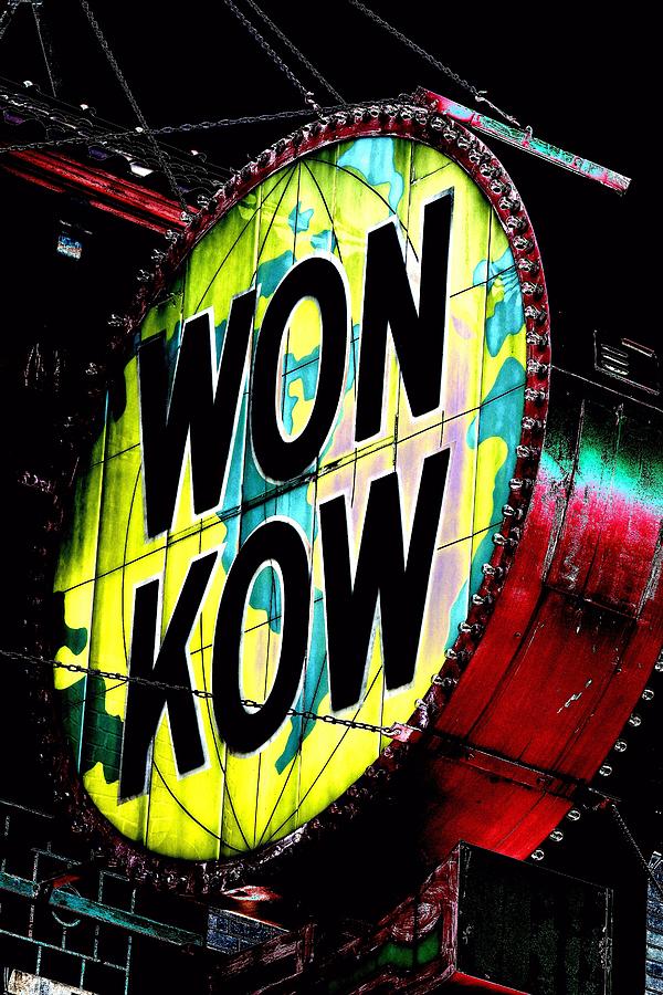 Sign Photograph - Won Kow, WOW 3 by Marianne Dow
