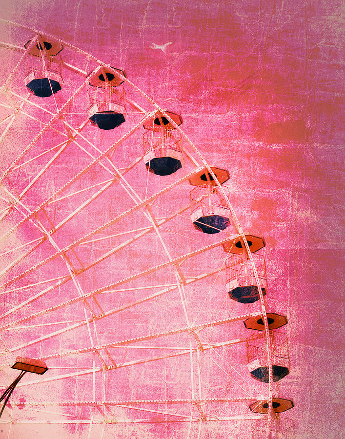 Wonder Wheel and Plane Series 3 Red Photograph by Marianne Campolongo