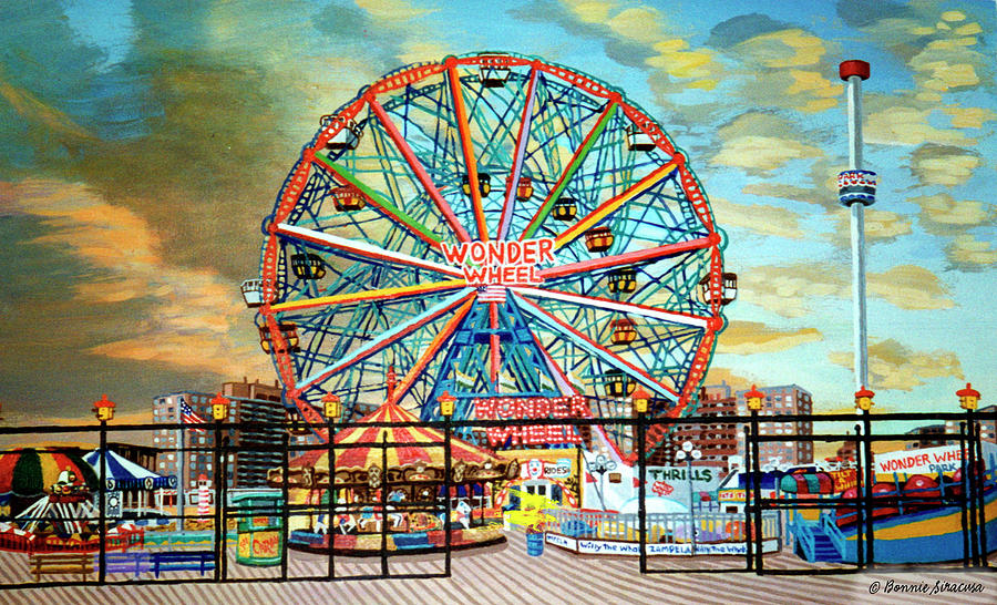 Wonder Wheel Painting by Bonnie Siracusa