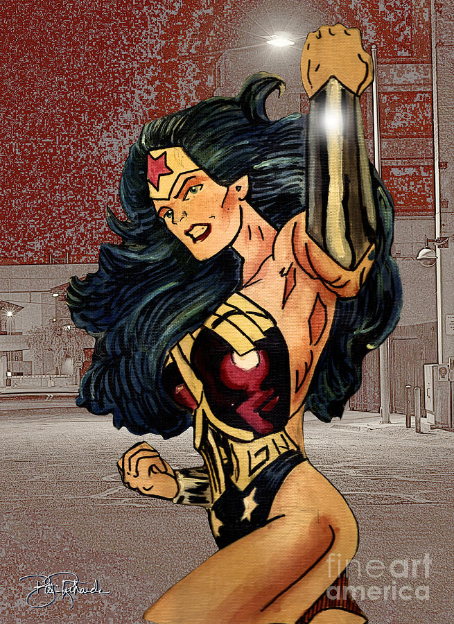 Wonder Woman Drawing by Bill Richards