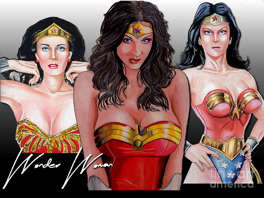 Wonder Woman Collage Drawing by Bill Richards