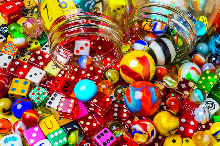 Wonderful Colored Marbles And Dice Photograph by Garry Gay