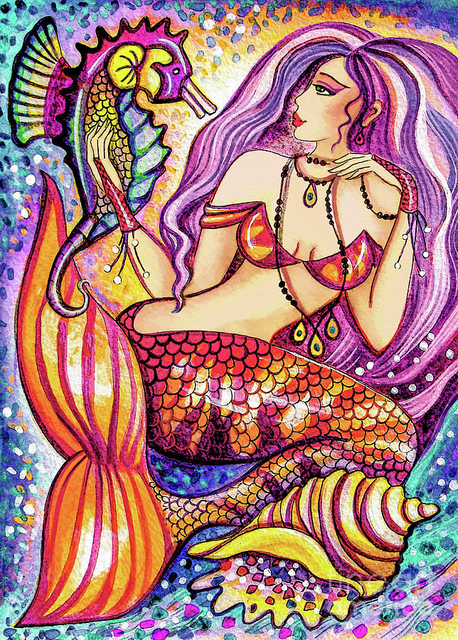 Mermaid Painting - Wonders of the Sea by Eva Campbell