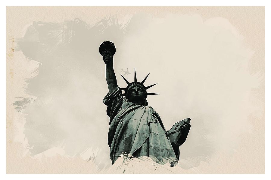 Wonders of the Worlds - Lady Liberty Painting by Celestial Images