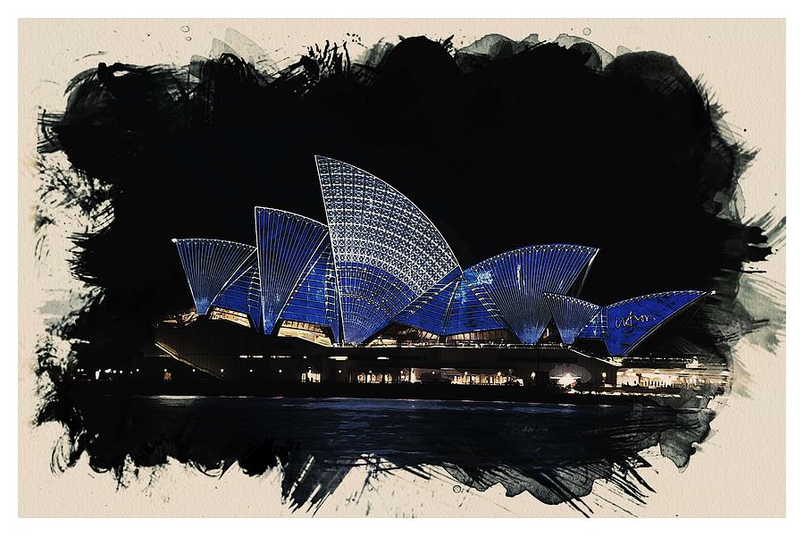 Wonders of the Worlds - Opera House of Sydney Painting by Celestial Images