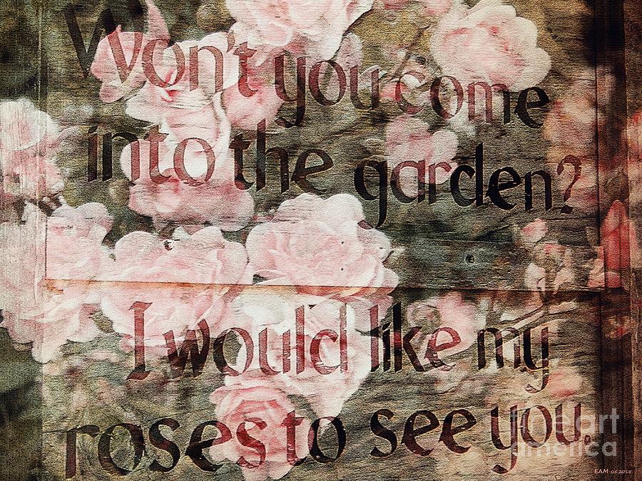 Wont You Come Into The Garden? / vintage  Digital Art by Elizabeth McTaggart