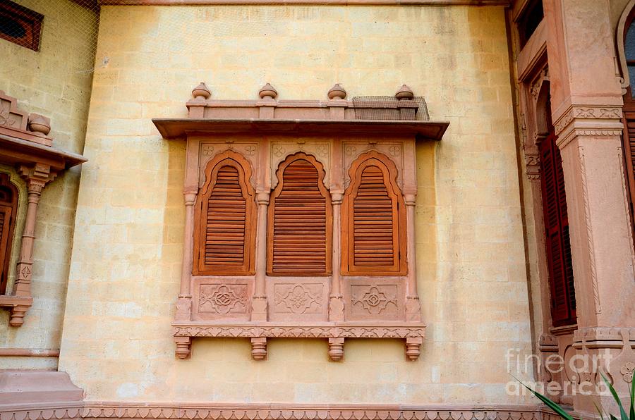 Wood carved shutters and ornate window Mohatta Palace Museum Karachi Sindh Pakistan Photograph by Imran Ahmed
