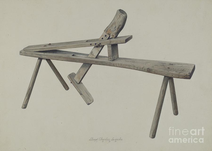 Wood Carver S Bench Drawing By Lloyd Charles Lemcke