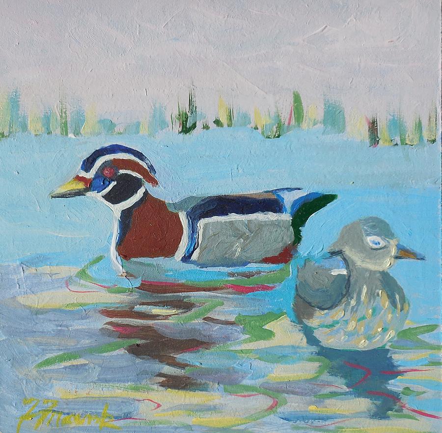Wood Duck Pair Painting by Francine Frank