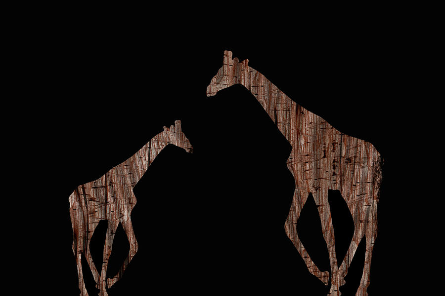 Wood Giraffes Digital Art by Ernest Echols