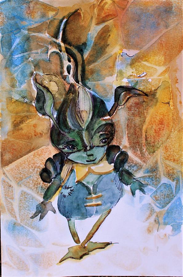 Fairy Painting - Wood Goblin by Mindy Newman