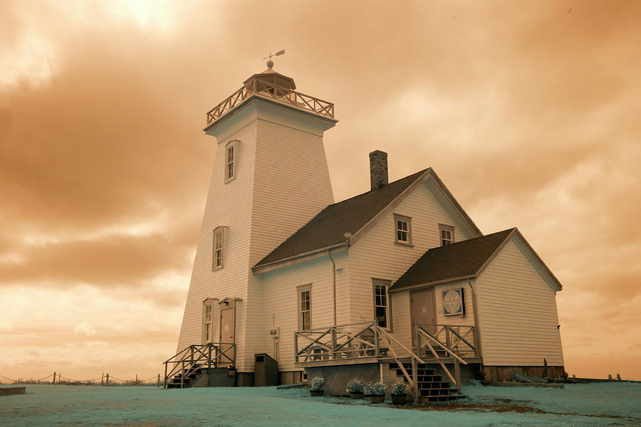 Wood Island Lighthouse, PEI, Canada in infrared Photograph by Karen Foley