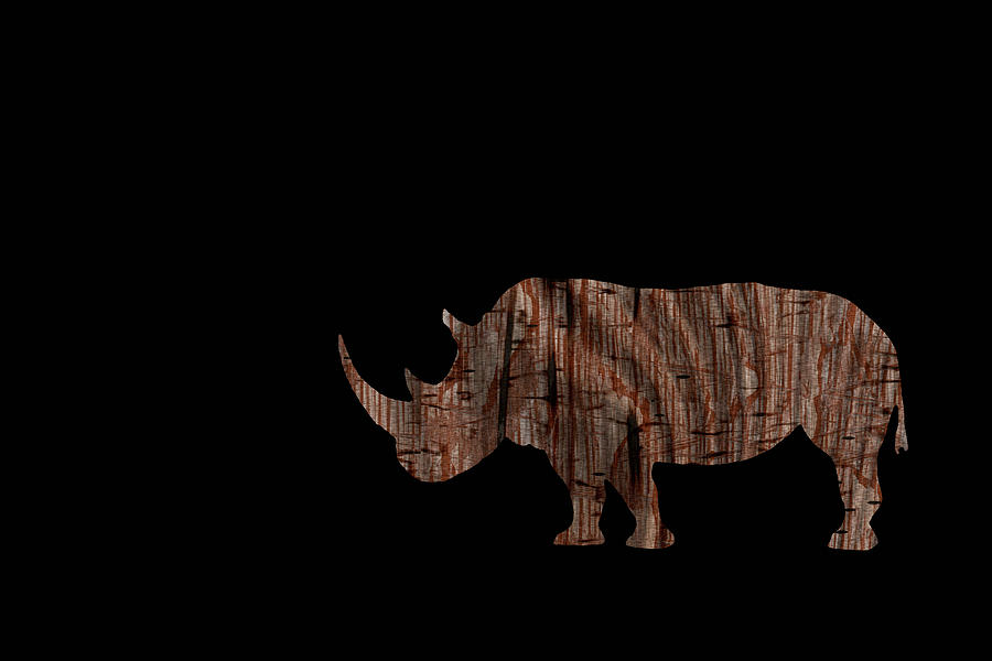 Wood Rhino Digital Art by Ernest Echols