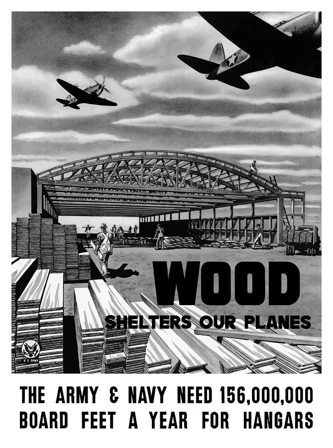 Vintage Painting - Wood Shelters Our Planes - WW2 by War Is Hell Store