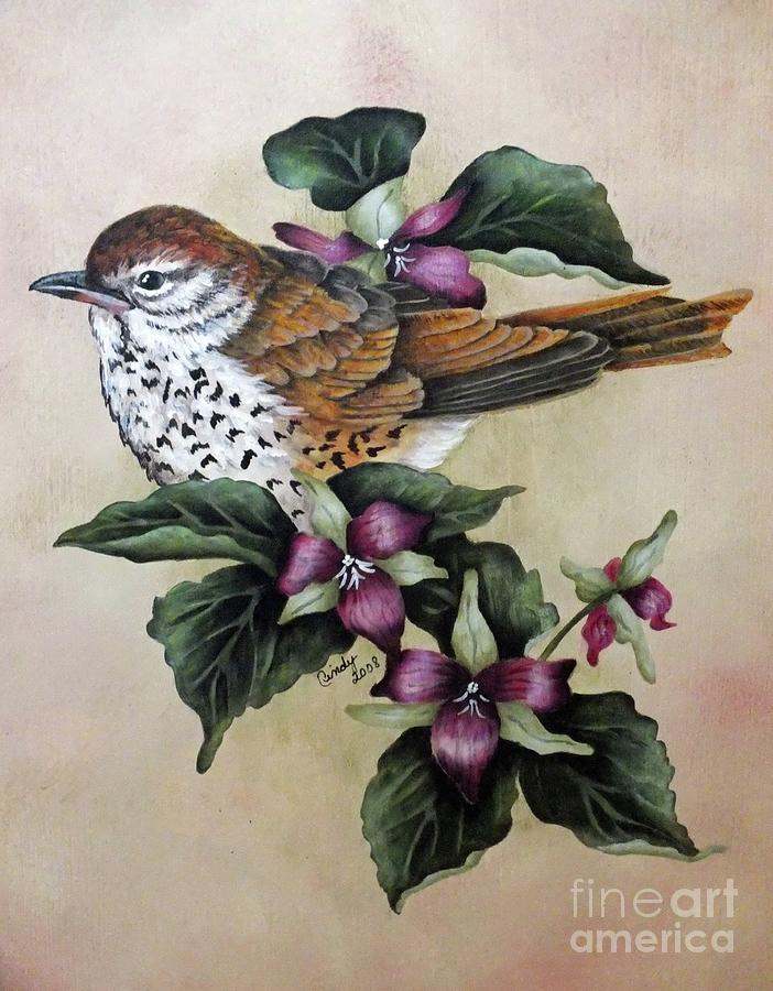 Wood Thrush Painting Painting by Cindy Treger