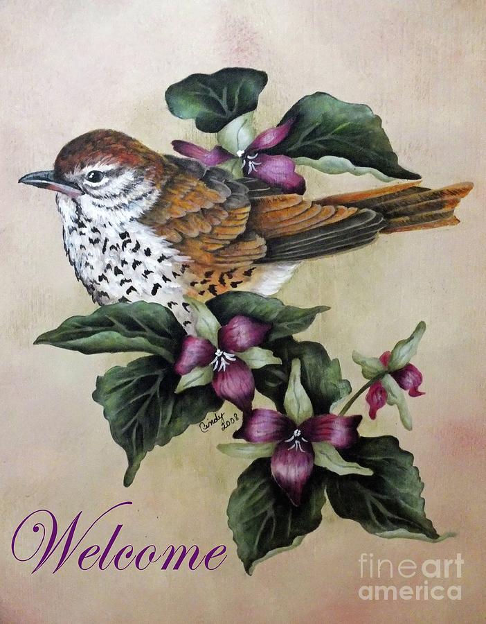 Wood Thrush Welcome Sign Photograph by Cindy Treger