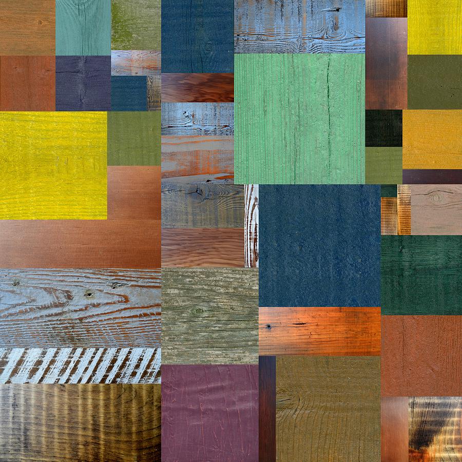 Wood with Teal and Yellow Digital Art by Michelle Calkins