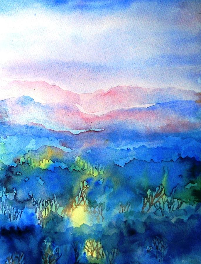Misty Woodand Sunrise Painting by Trudi Doyle