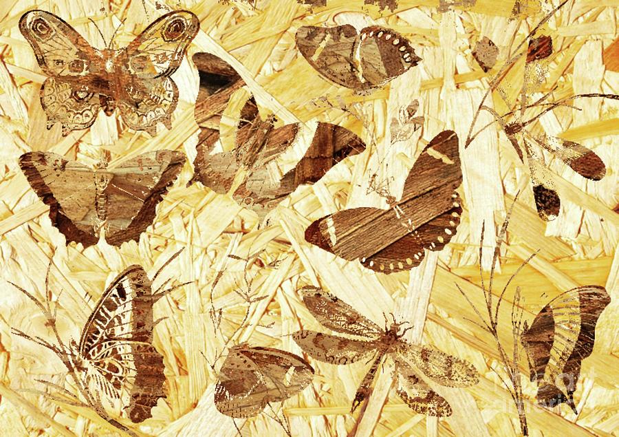 Woodchip Butterflies Digital Art