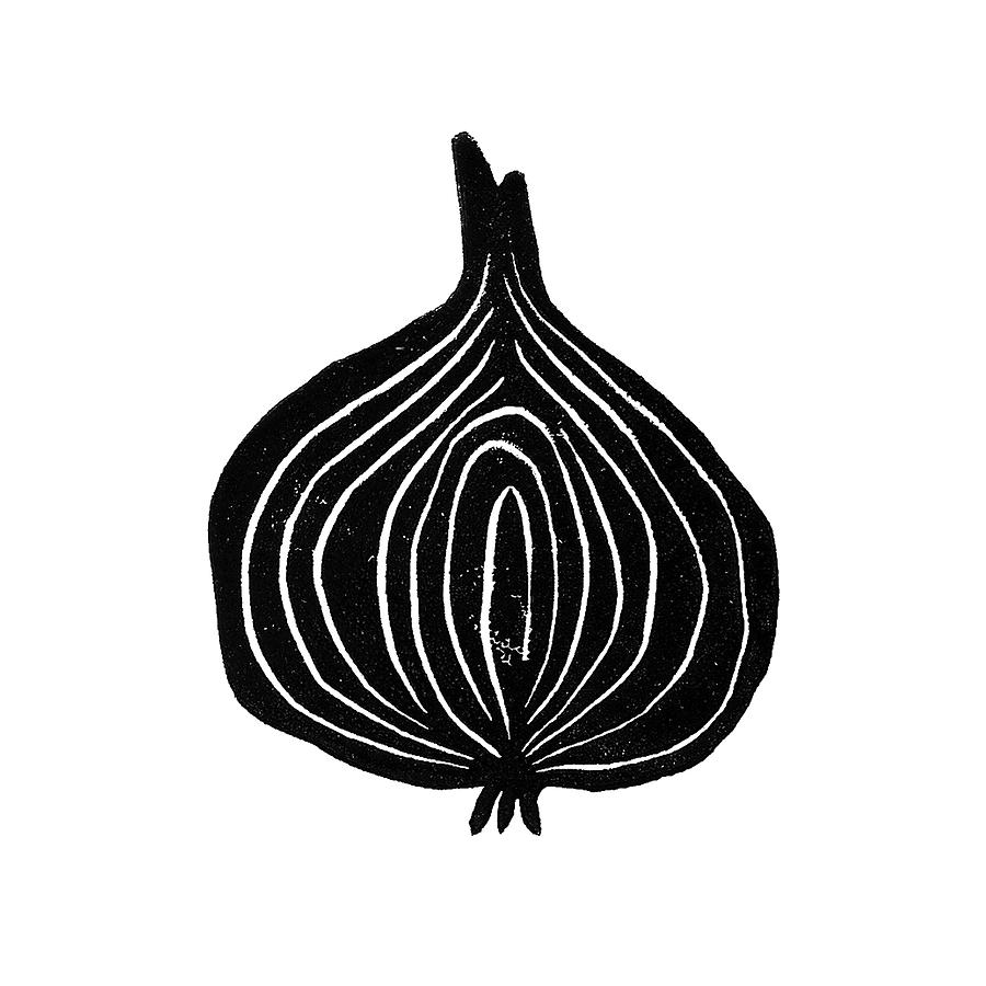 Woodcut Veggies Onion Digital Art