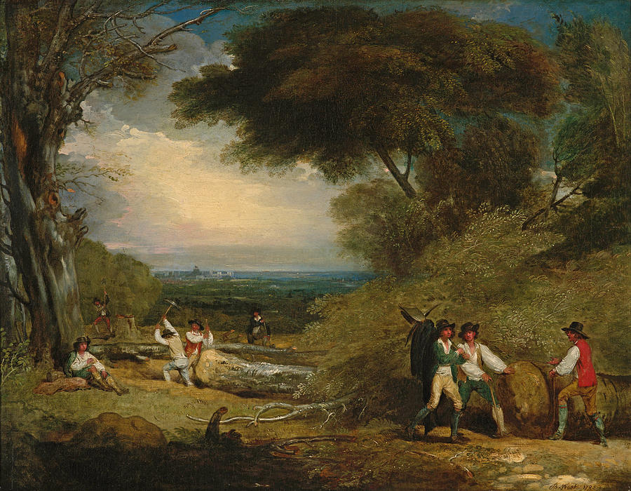 Woodcutters in Windsor Park Painting by Benjamin West