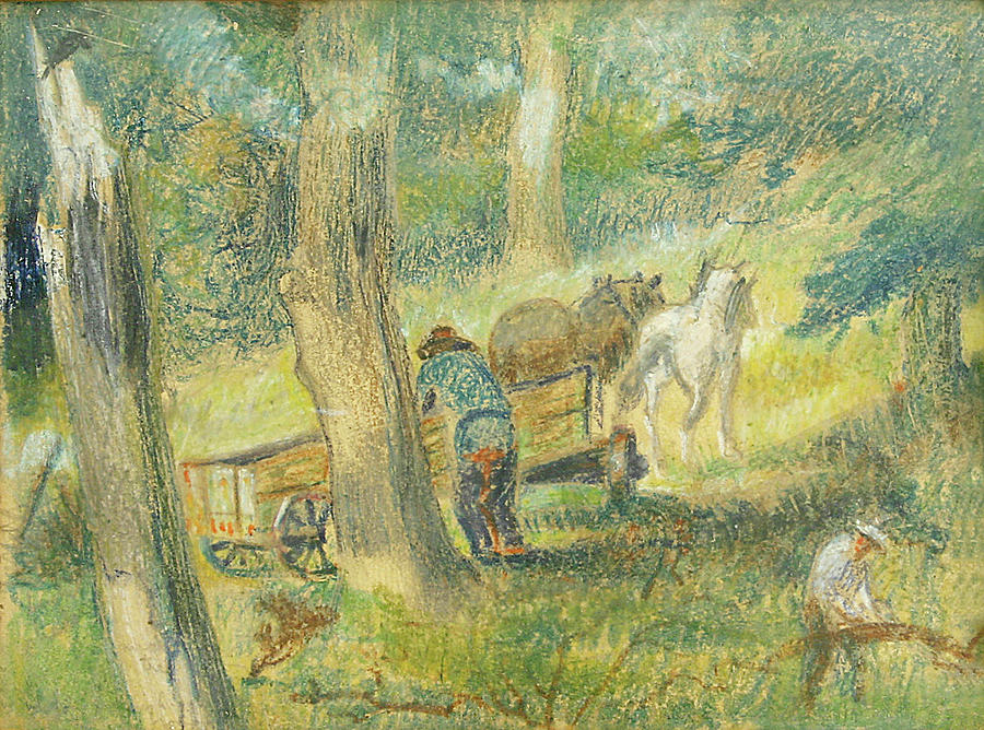 Horse Drawing - Woodcutters by Willoughby Senior