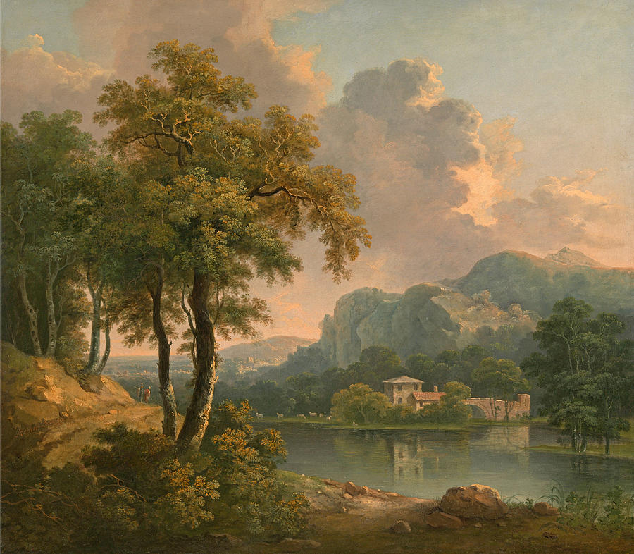 Wooded hilly landscape Painting by Abraham Pether