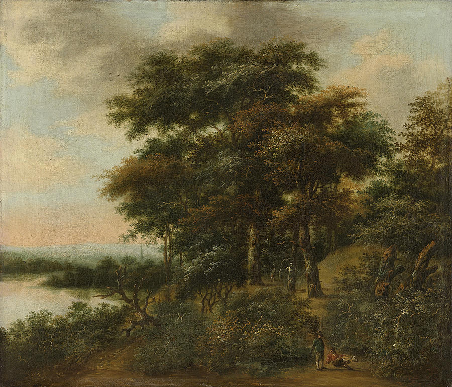 Wooded Landscape Painting by Anthonie Waterloo