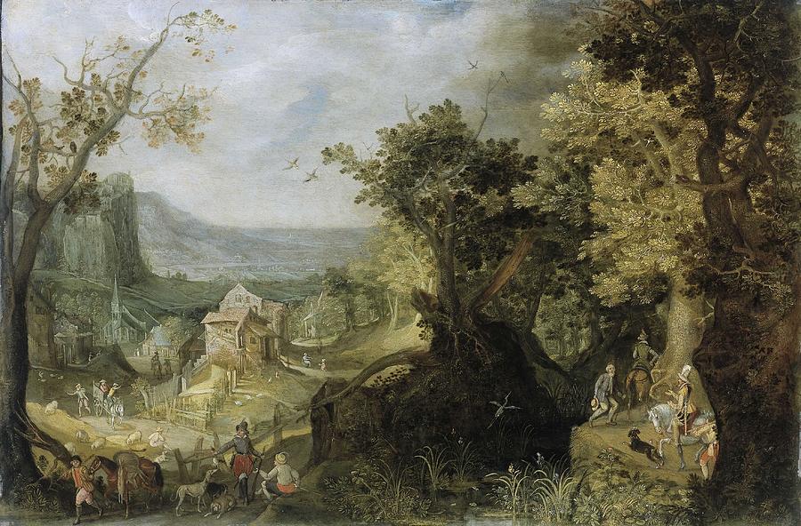 Wooded Landscape, Anton Mirou, 1608 Painting