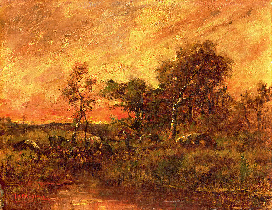 Wooded Landscape with a Faggot Gatherer Painting by Pierre Etienne Theodore Rousseau