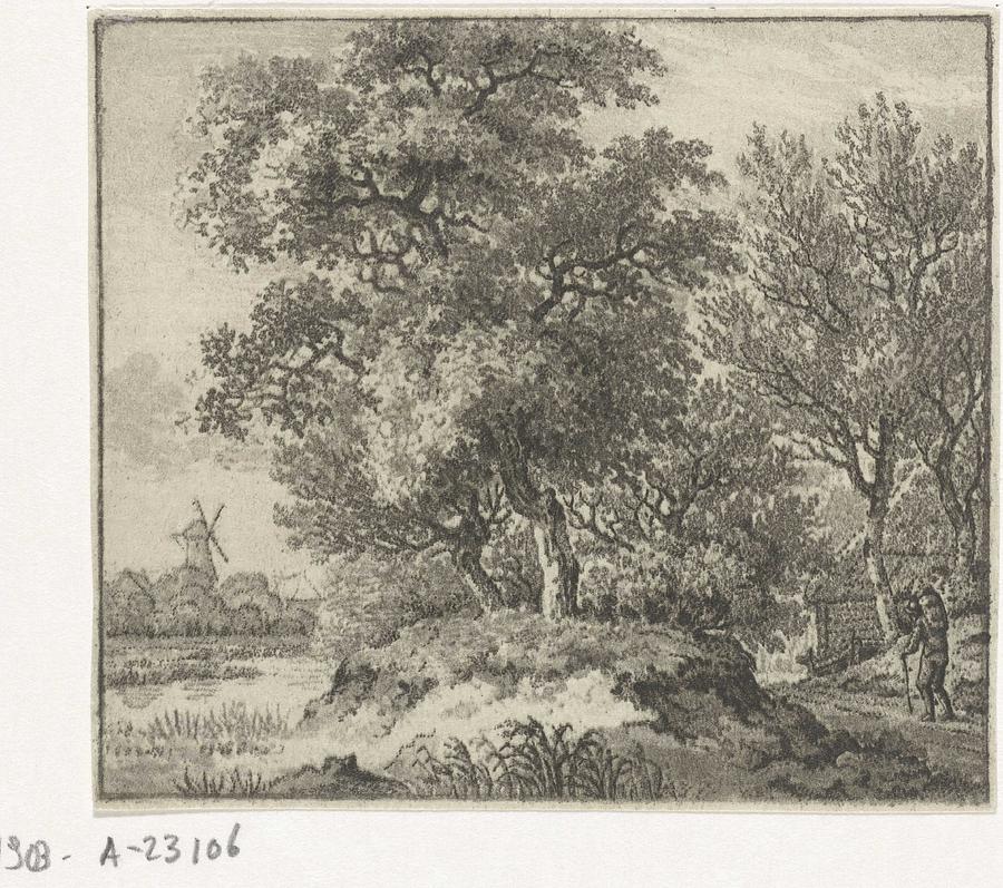 Wooded Landscape With Hiker, Jan Evert Grave, 1786 - 1805 Painting