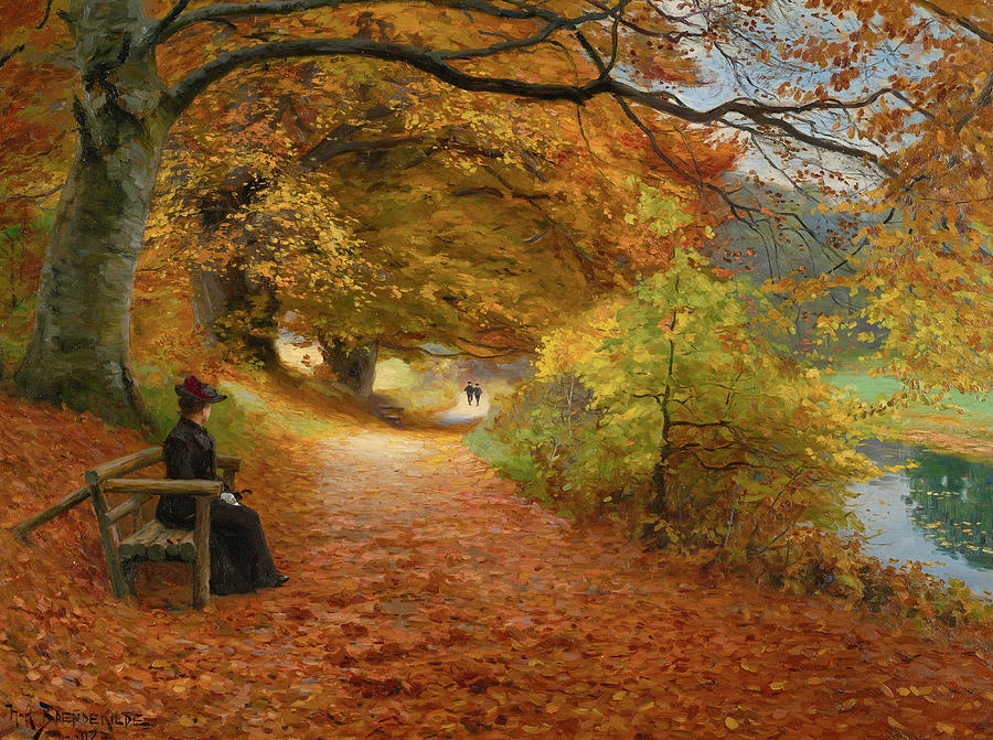 Wooded Path in Autumn Painting by Hans Andersen Brendekilde