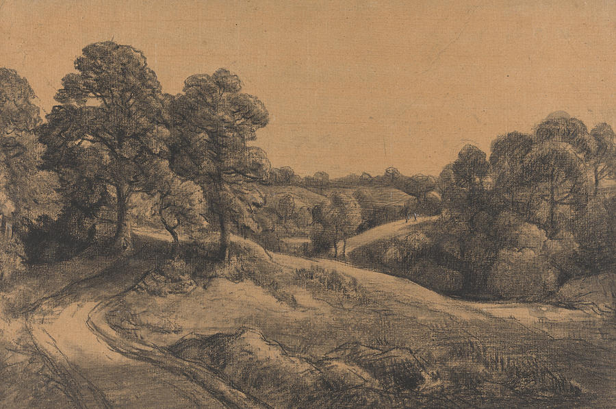 Wooded Slope with a Receding Road Painting by John Constable