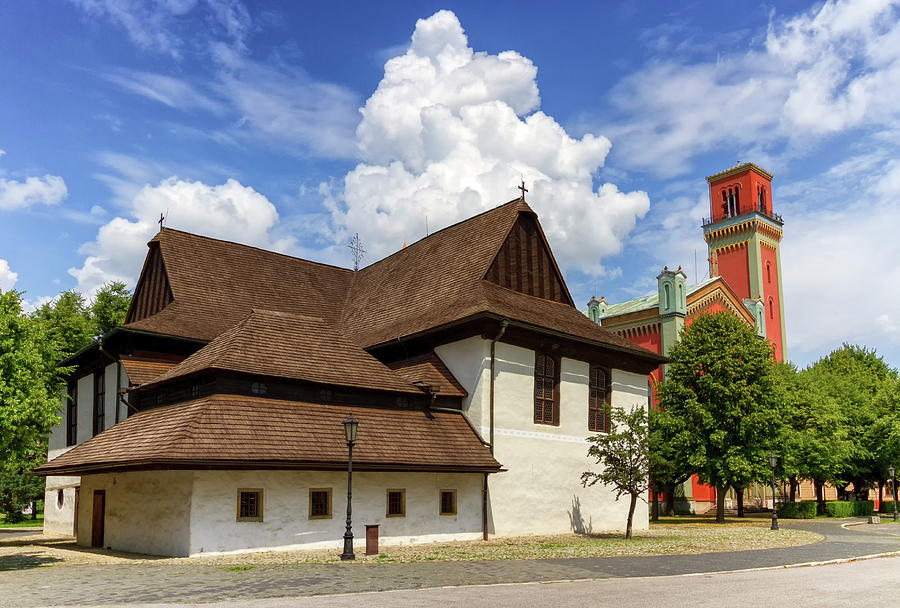 Wooden articular church in Kezmarok and lutheran tower, Slovakia Photograph by Elenarts - Elena Duvernay photo