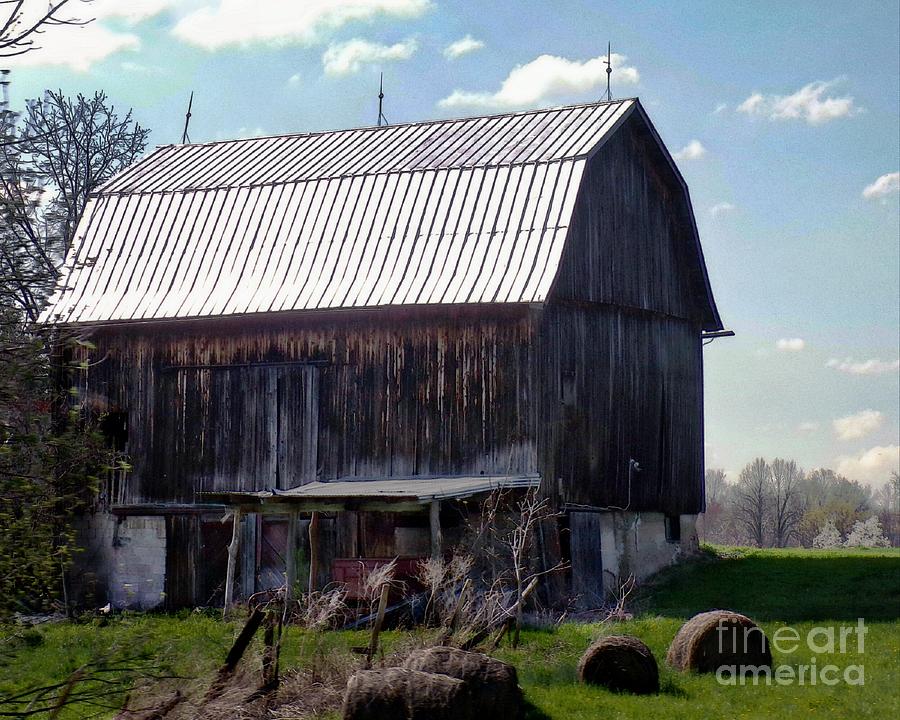 Wooden Barn By The Hayfield Photograph