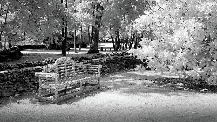 Wooden Bench and Stone Wall Photograph by James Barber