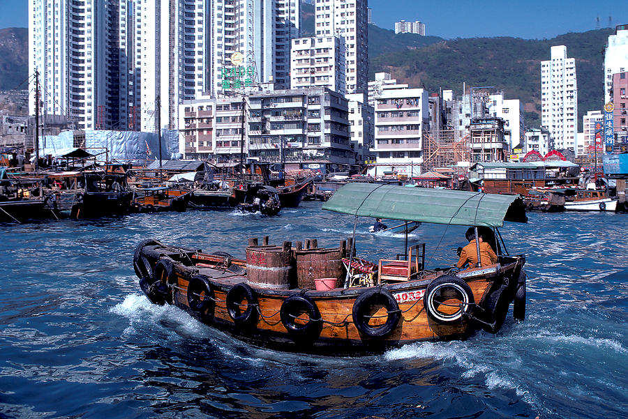 Hong Kong Photograph - Wooden Boat in Kowloon by Carl Purcell
