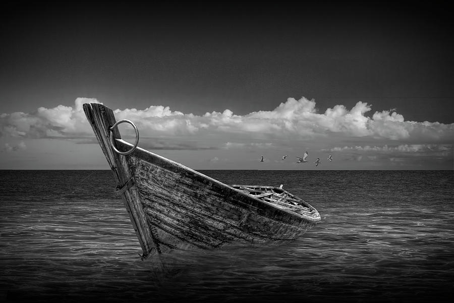 Wooden Boat in Shallow Water Photograph by Randall Nyhof