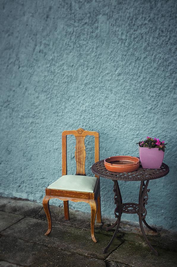 Wooden Chair and Iron Table Photograph by Carlos Caetano