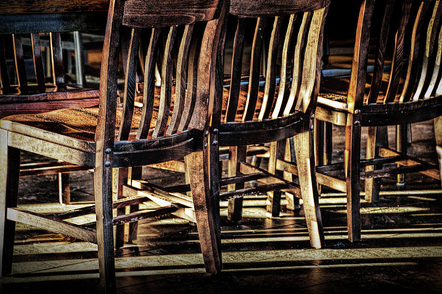 Wooden Chair Patterns of Light and Shadow Photograph by Randall Nyhof