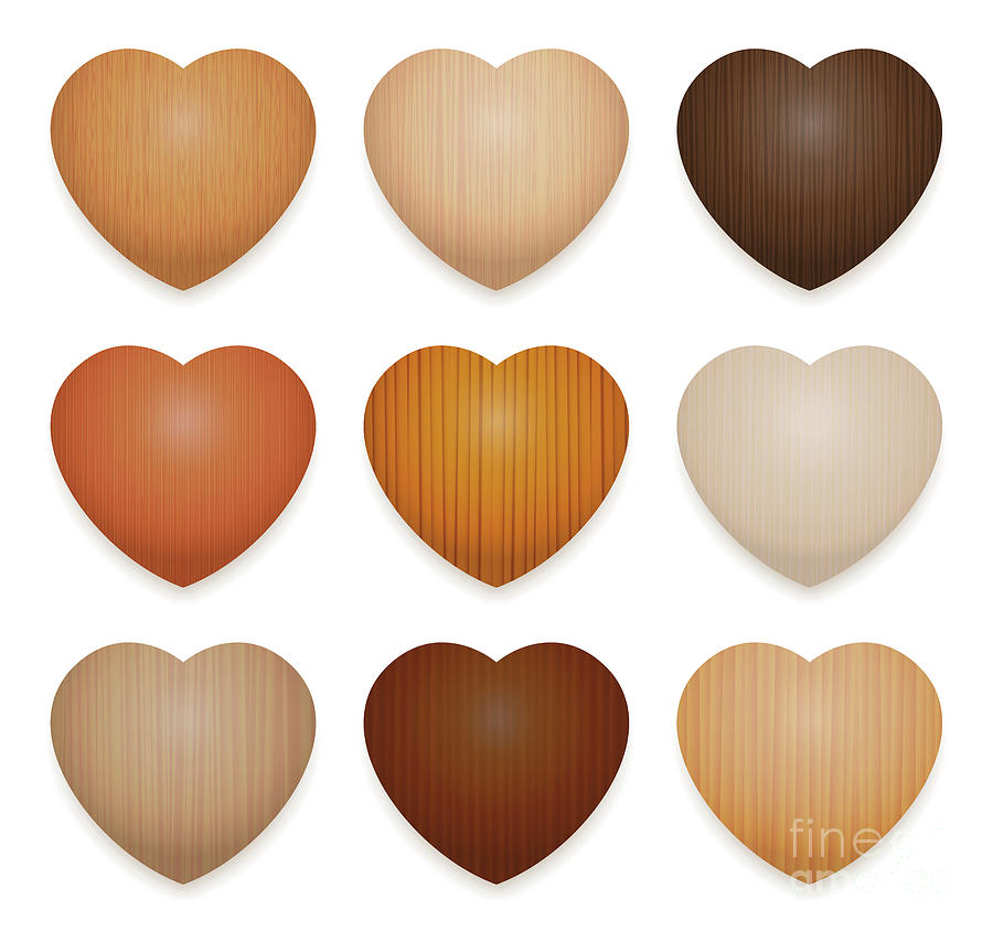 Wooden Hearts Nine Different Wood Types Digital Art by Peter Hermes Furian  - Pixels