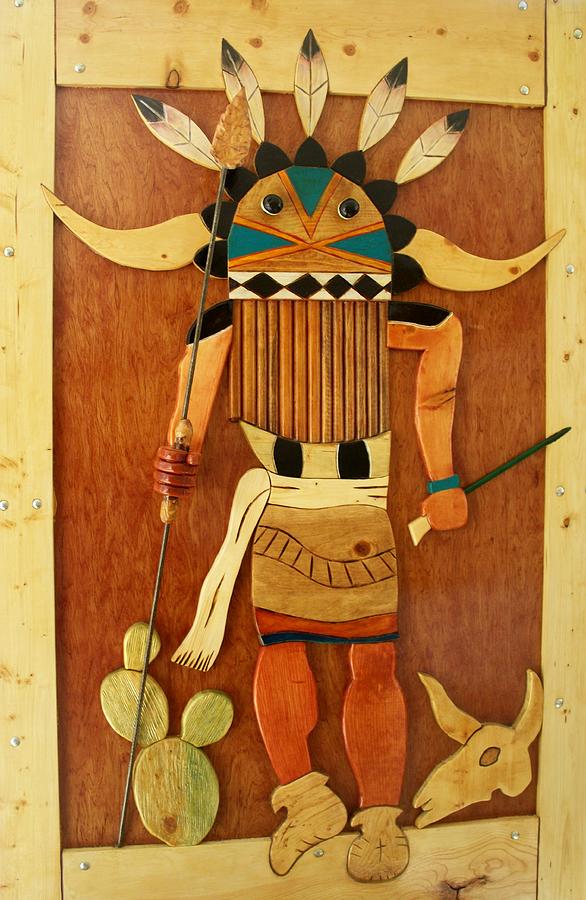 Wooden Kachina Door Painting by Patrick Trotter