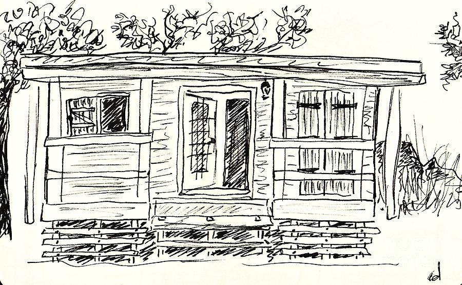 Wooden Lodge Drawing by Chani Demuijlder