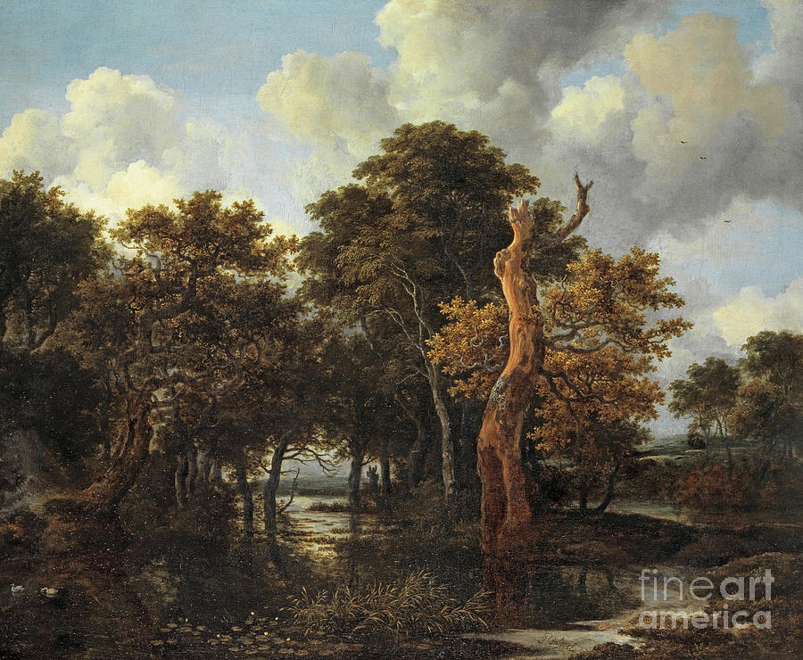 Wooden Marsh Landscape with Dead Tree Painting by Jacob Salomonsz Ruysdael