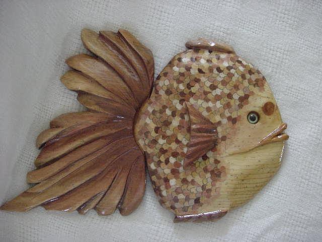 Fish Relief - Wooden Miss Goldie-SOLD by Lisa Ruggiero