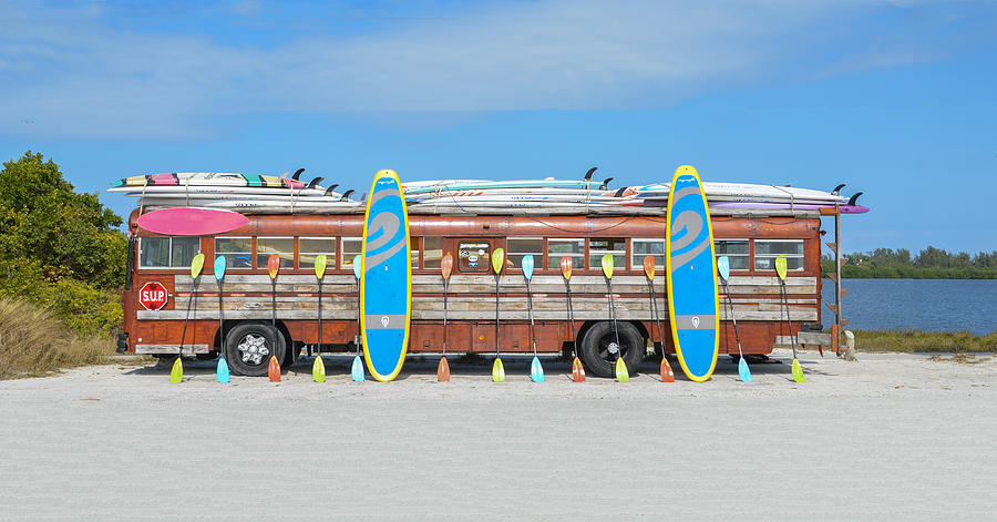 Wooden Paddle Board Bus Photograph by Bill Cannon
