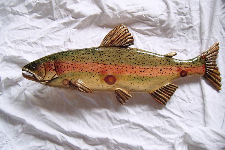 Wooden Rainbow Trout number five Relief by Lisa Ruggiero - Fine Art America